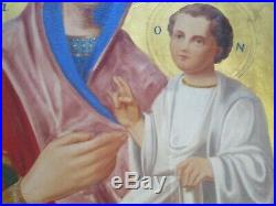 Antique Religious Icon Painting From Walls Of A Church Large Portrait Deco Era