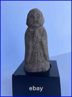 Antique Religious Icon Stone Carving Primitive Naive Folk Art Praying Figure Old