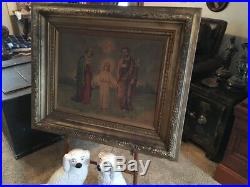 Antique Religious Lithograph Mary Jesus Signed John Duffy New York Canvas 1906