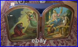 Antique Religious Lithograph Prints Jesus & Holy Family A Pair c. 1920s