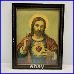 Antique Religious Lithographs Jesus Sacred Heart and Mary Immaculate Heart Set/2 Antique Religious Lithographs Jesus Sacred Heart and Mary Immaculate Heart Set/2