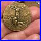Antique-Religious-Medal-1920-s-Jesus-Christ-on-Cross-King-Messiah-01-cglh