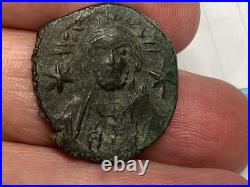Antique Religious Medal Christ Blessing Anonymous Follis Byzantine 1100 A. D