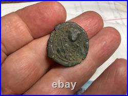 Antique Religious Medal Christ Blessing Anonymous Follis Byzantine 1100 A. D
