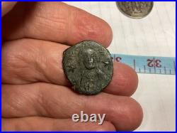 Antique Religious Medal Christ Blessing Anonymous Follis Byzantine 1100 A. D