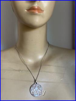 Antique Religious Medal Figural scene with Angels, Sterling Silver chain 925