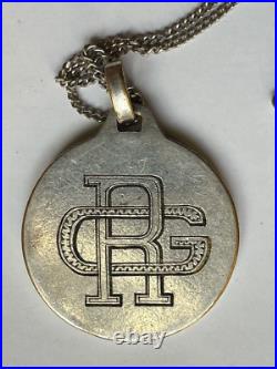 Antique Religious Medal Figural scene with Angels, Sterling Silver chain 925