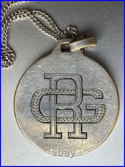 Antique Religious Medal Figural scene with Angels, Sterling Silver chain 925