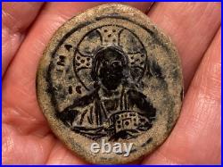 Antique Religious Medal Follis c 1100 Christ Holy Face Shroud Byzantine