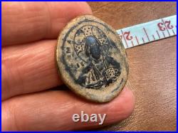 Antique Religious Medal Follis c 1100 Christ Holy Face Shroud Byzantine