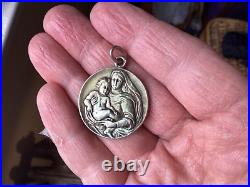 Antique Religious Medal Jesus Christ virgin after Raphael by Revillon