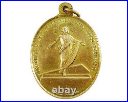 Antique Religious Medal Latin French Jesus Rest Sunday Sabbath Hebrews Quote