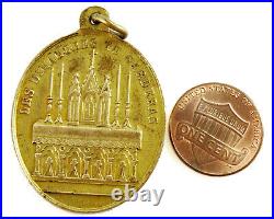 Antique Religious Medal Latin French Jesus Rest Sunday Sabbath Hebrews Quote