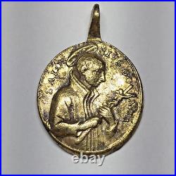 Antique Religious Medal St Aloysius Gonzaga & Saint Francis Xavier 18th Century