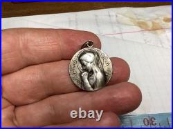 Antique Religious Medal Virgin Mary 800 Silver Poncet good weight