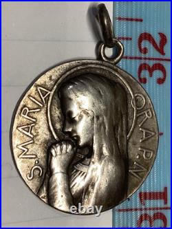 Antique Religious Medal Virgin Mary 800 Silver Poncet good weight