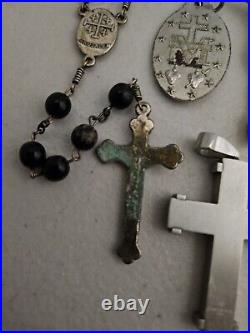 Antique Religious Medals, Jesus, Cross, Rosary. Gold, Silver, Stainless