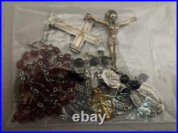 Antique Religious Medals, Jesus, Cross, Rosary. Gold, Silver, Stainless