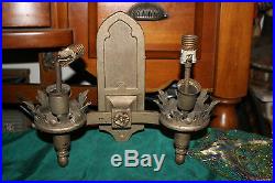 Antique Religious Medieval Gothic Wall Sconce Double Light Fixture Candelabra-#2