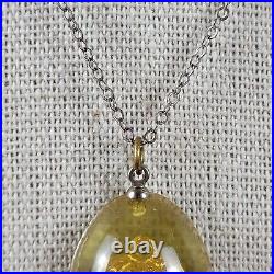 Antique Religious Metal Pendant Necklace Sterling Silver Chain 14 In Spring Ring