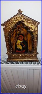 Antique Religious Oil Painting Wood Framed