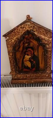 Antique Religious Oil Painting Wood Framed