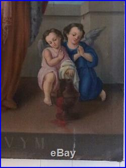 Antique Religious Oil on Canvas St. Filomena Philomena VYM Martyr unsigned 1867