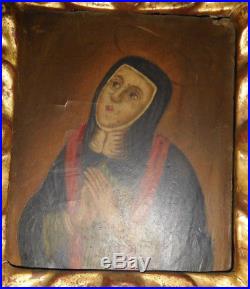 Antique Religious Painting, Spanish Colonial Era, Our Lady Of Sorrows