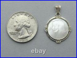 Antique Religious Pendant. Mother of Pearl & White Gold. Saint Virgin Mary