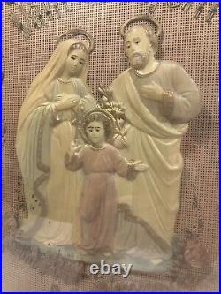 Antique Religious Picture Holy Family Jesus Virgin Mary Oval Frame Polish