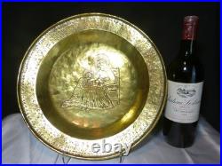 Antique Religious Plate Offerings Brass 18th Century 1761 Jesus Virgin Mary