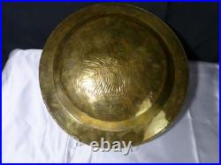 Antique Religious Plate Offerings Brass 18th Century 1761 Jesus Virgin Mary