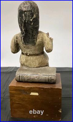 Antique Religious Polychrome Guatemalan Santo Seated Statue Christianity