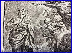 Antique Religious Print 100-1740 Blessed Virgin v satan holy card Engraving