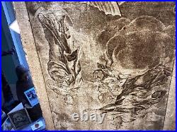 Antique Religious Print 100-1740 Blessed Virgin v satan holy card Engraving