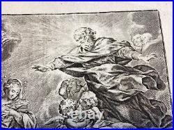 Antique Religious Print 100-1740 Blessed Virgin v satan holy card Engraving