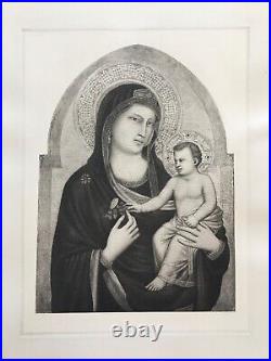 Antique Religious Print After Giotto Madonna And Child