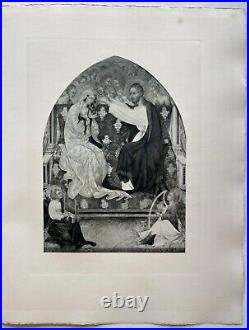 Antique Religious Print After Giovanni DI Paolo Coronation Of The Virgin