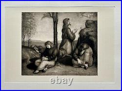 Antique Religious Print After Raphael Agony In The Garden