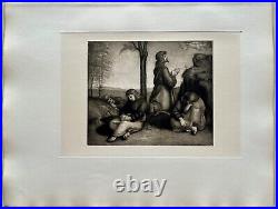 Antique Religious Print After Raphael Agony In The Garden