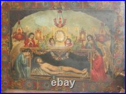 Antique Religious Print Jesus Christ Burial