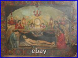 Antique Religious Print Jesus Christ Burial