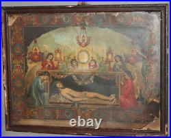 Antique Religious Print Jesus Christ Burial