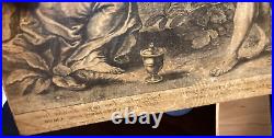 Antique Religious Print Jesus Christ Mary Magdalen 1600's. Engraving