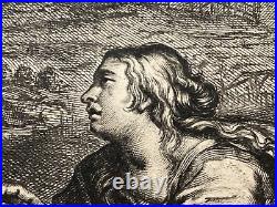 Antique Religious Print Jesus Christ Mary Magdalen 1600's. Engraving