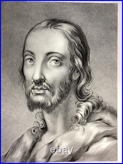 Antique Religious Print Lithograph c 1870 Jesus Christ Holy Face