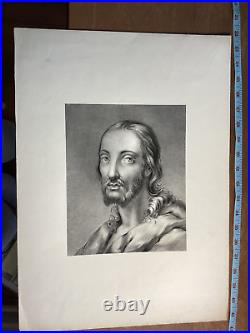 Antique Religious Print Lithograph c 1870 Jesus Christ Holy Face