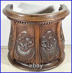 Antique Religious Pulpit in Oak Wood Inscribed God, Faith, Charity, Hope