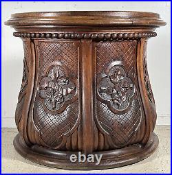 Antique Religious Pulpit in Oak Wood Inscribed God, Faith, Charity, Hope