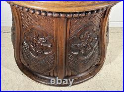 Antique Religious Pulpit in Oak Wood Inscribed God, Faith, Charity, Hope